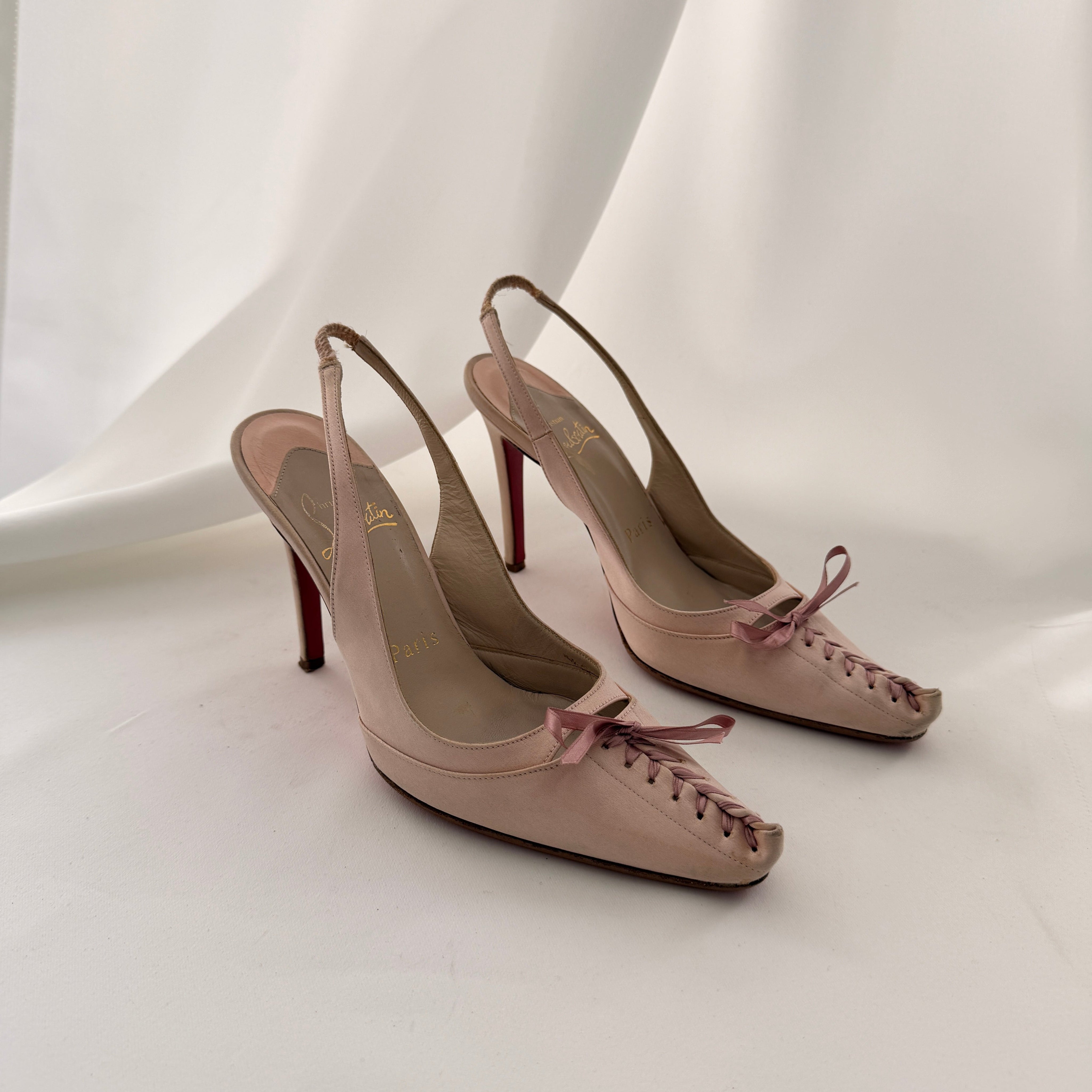 Vintage Christian Louboutin Lace Up Slingbacks