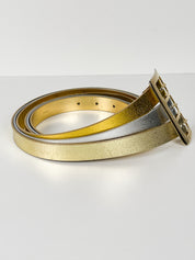 GF Ferré 2000s Gold and Silver Metallic Triple-Buckle Belt - W31-W35