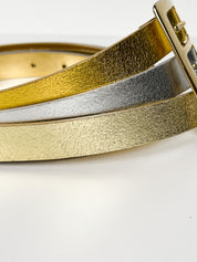 GF Ferré 2000s Gold and Silver Metallic Triple-Buckle Belt - W31-W35