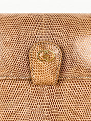 Gucci 1970s Vintage Lizard Skin Envelope Clutch