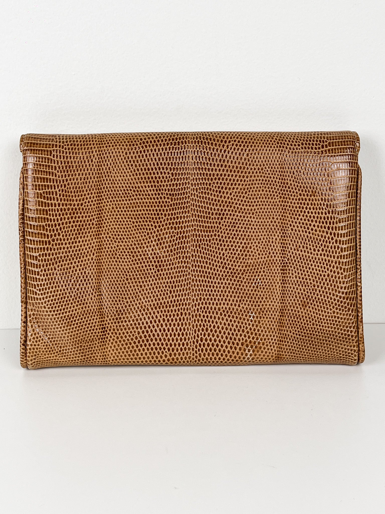 Gucci 1970s Vintage Lizard Skin Envelope Clutch