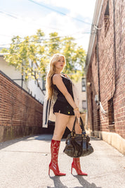 El Dantes 2000s Red Cutout Leather Heeled Boots