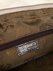 Fendi 1980s Cream Leather Red Patent Clutch