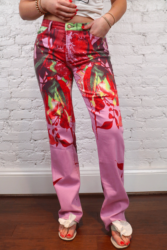 Just Cavalli Pink & Red Floral Pant