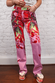 Just Cavalli Pink & Red Floral Pant