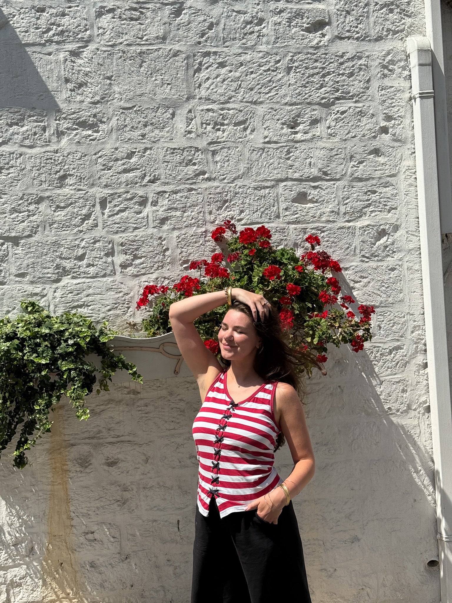 Jean Paul Gaultier Red And White Stiped Top Stiches