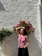 Jean Paul Gaultier Red And White Stiped Top Stiches