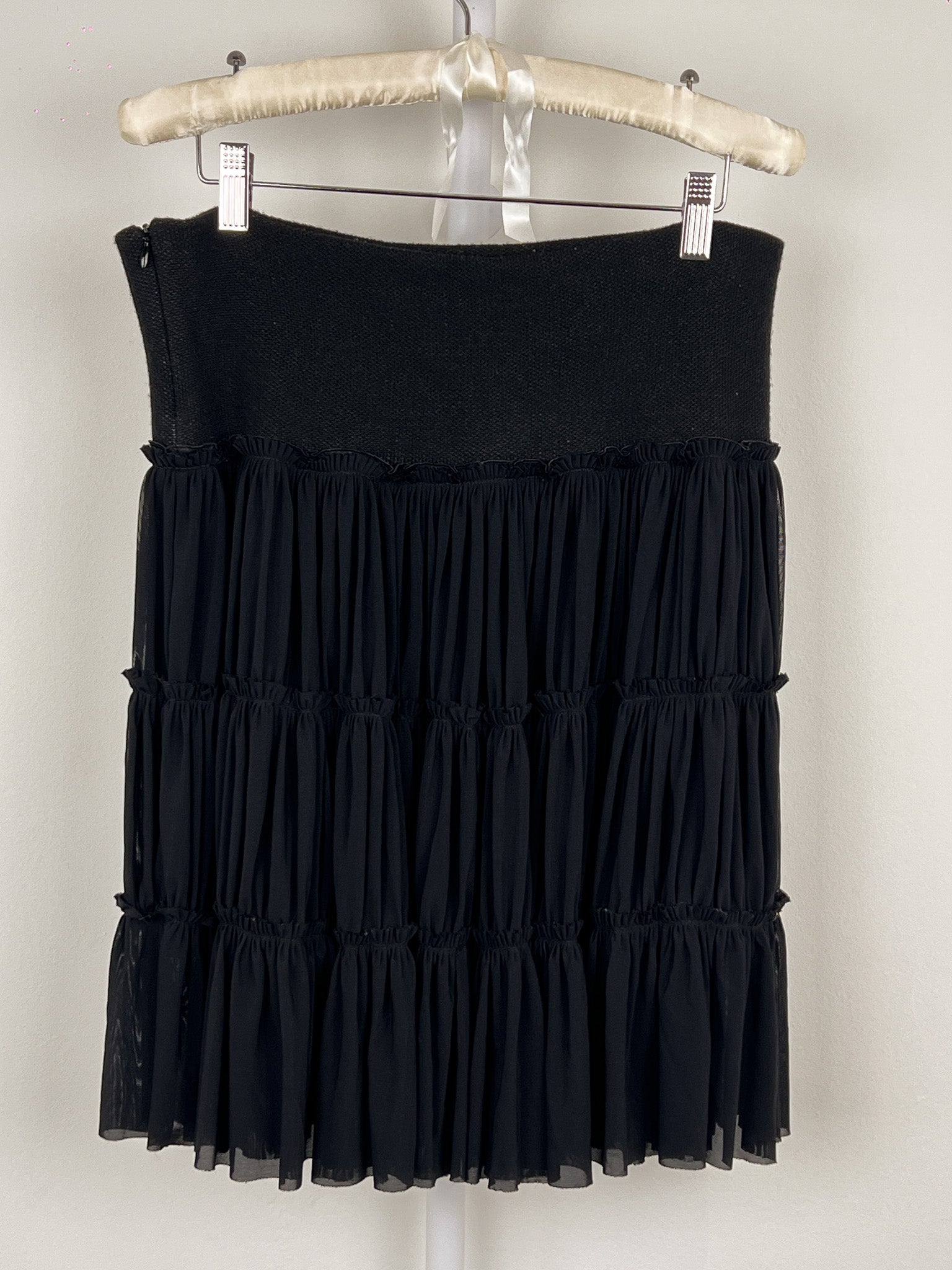 Richmond Denim 2000s Black RICH Logo Tiered Ruffle Skirt - M/L