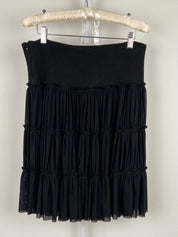 Richmond Denim 2000s Black RICH Logo Tiered Ruffle Skirt - M/L