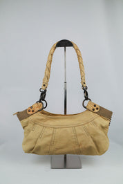 Diesel Early-2000s Beige Braided-Handle Studded Hobo