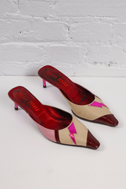 Miu Miu 2003 Lightning Bolt Leather Kitten Heels