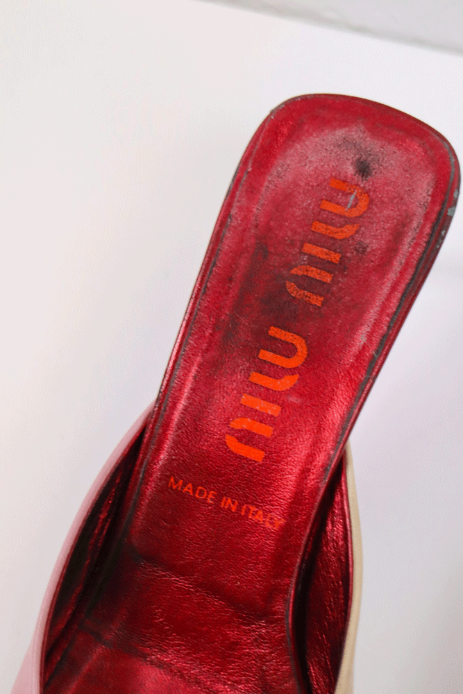 Miu Miu 2003 Lightning Bolt Leather Kitten Heels