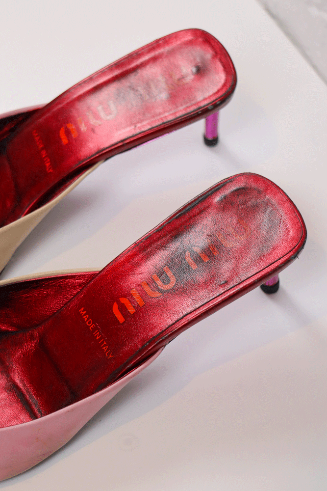 Miu Miu 2003 Lightning Bolt Leather Kitten Heels