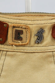 Diesel Early-2000s Beige Braided-Handle Studded Hobo