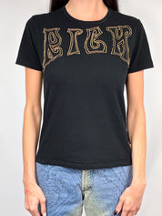 Richmond Denim 2000s Black "RICH" Gold Gothic Graphic Tee - S