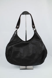 Blumarine 2000s Rose and Ribbon Black Leather Shoulder Bag