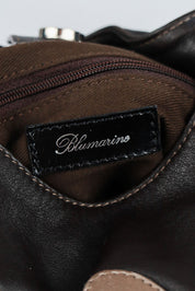 Blumarine 2000s Rose and Ribbon Black Leather Shoulder Bag