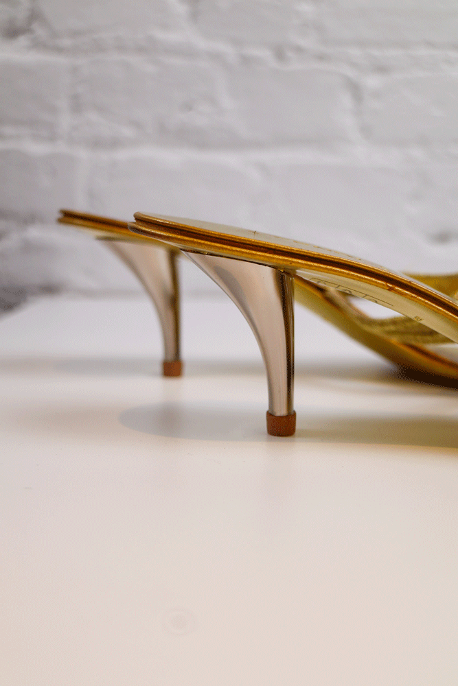Fendi 2003 Gold Mirror Sandals