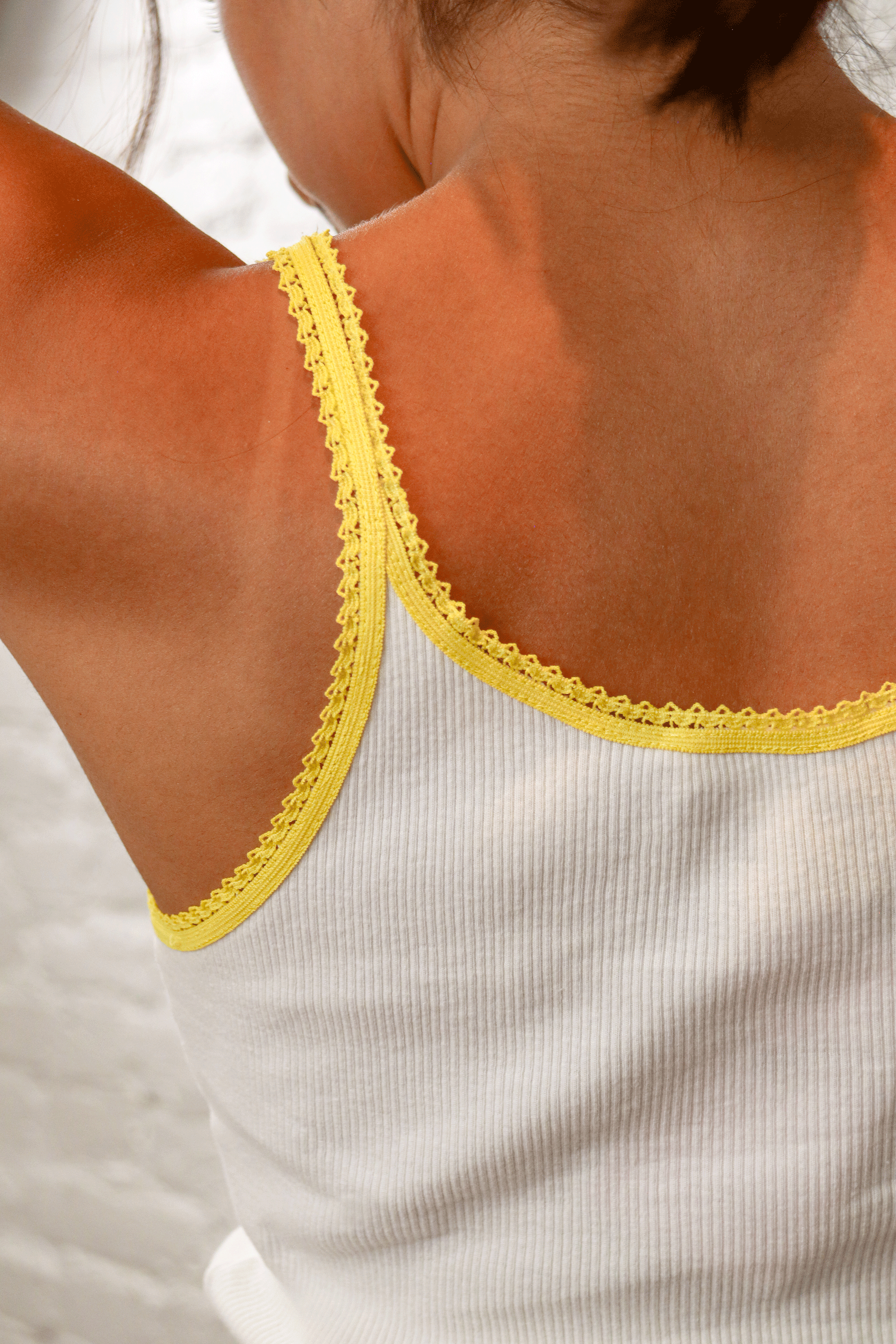 Pinko "Rowntree'S" Embroidered Fruit Motif Tank Top White, Yellow