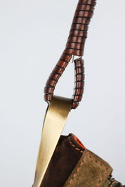 Kenzo 2000s Brown & Turquoise Studded Suede Bag