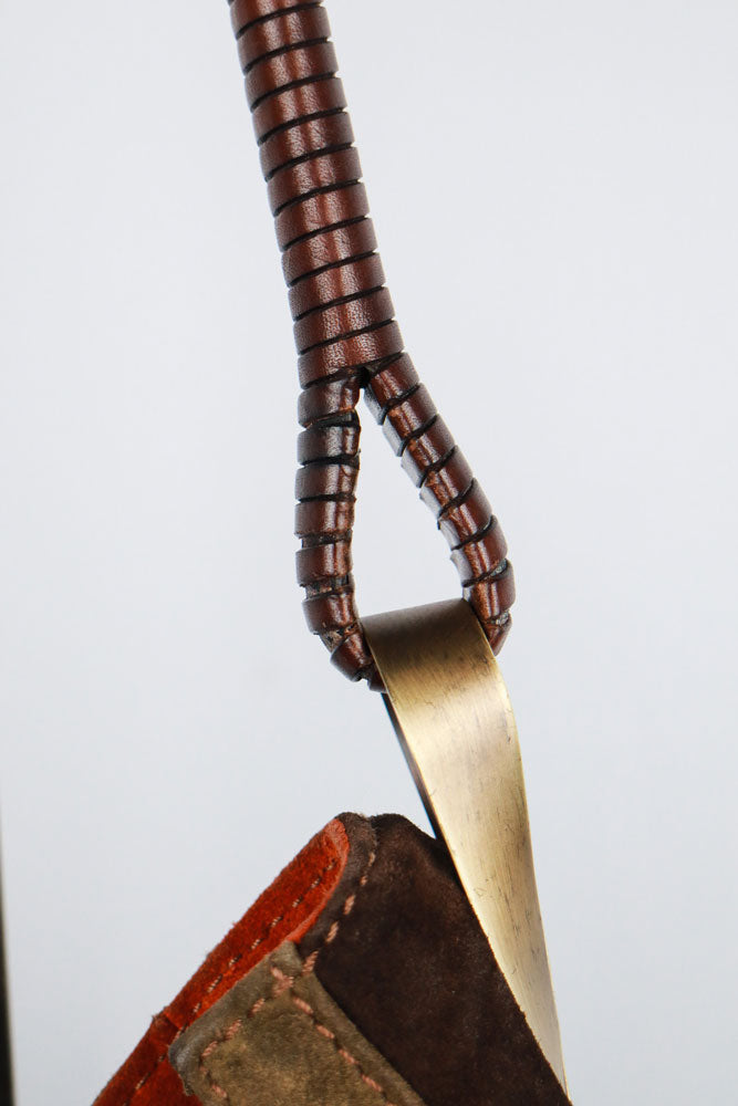 Kenzo 2000s Brown & Turquoise Studded Suede Bag