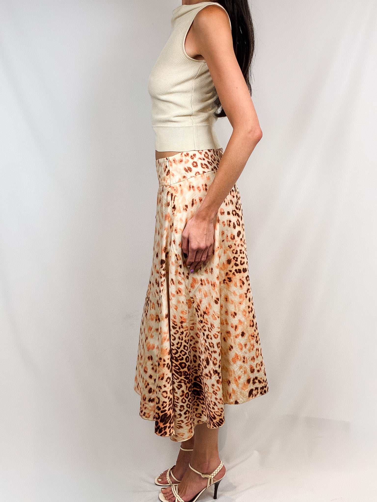 Roberto Cavalli Class 2000s Leopard Print Midi Skirt - S/M