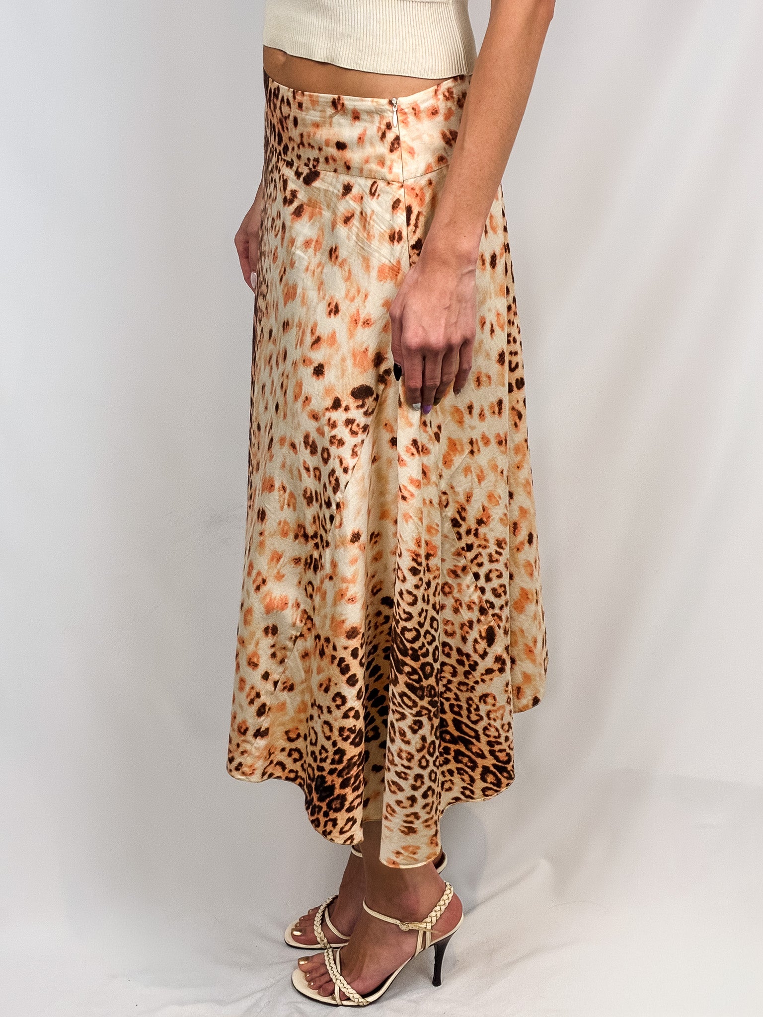 Roberto Cavalli Class 2000s Leopard Print Midi Skirt - S/M