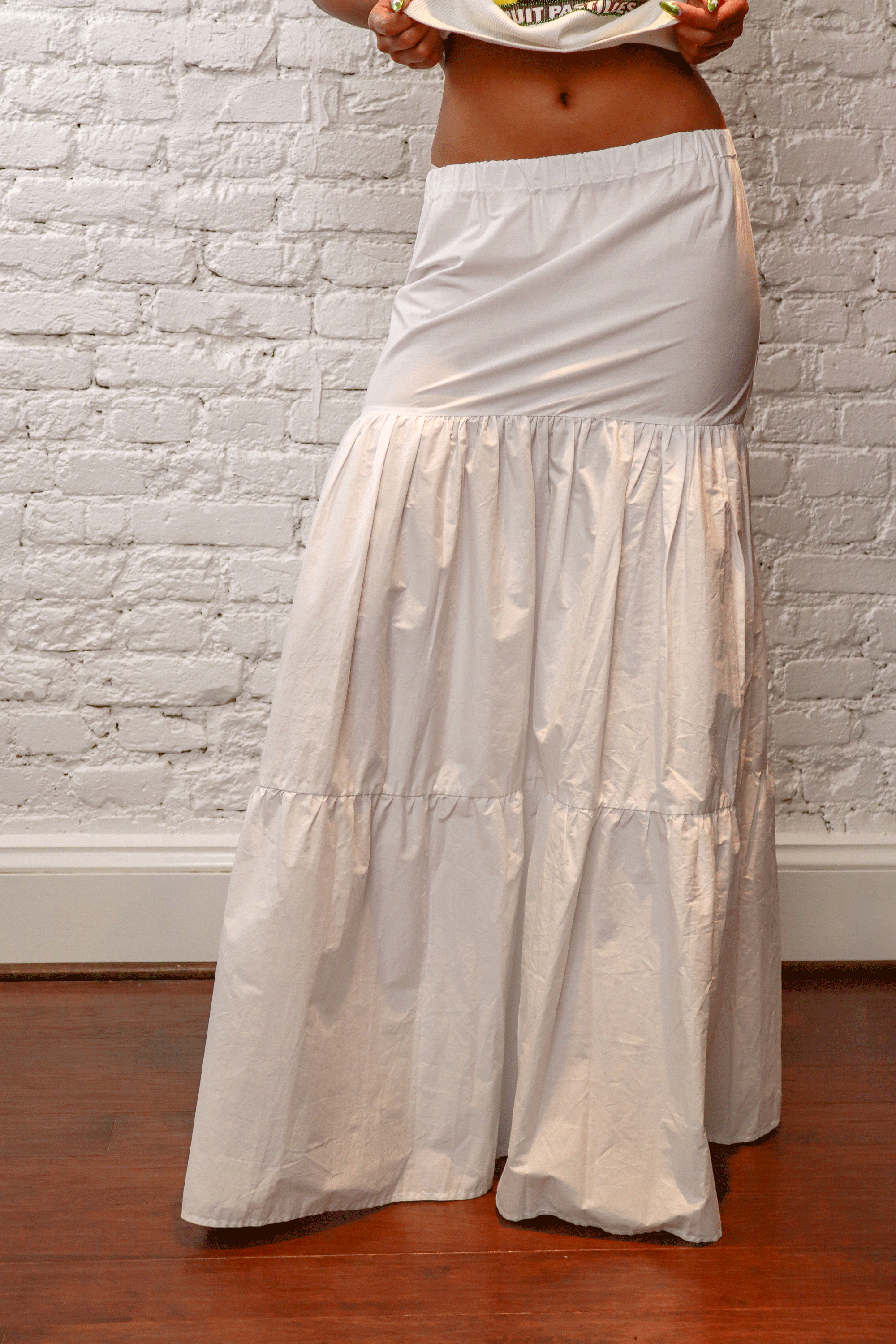Pinko White Cotton Tiered Maxi Skirt (NWT)