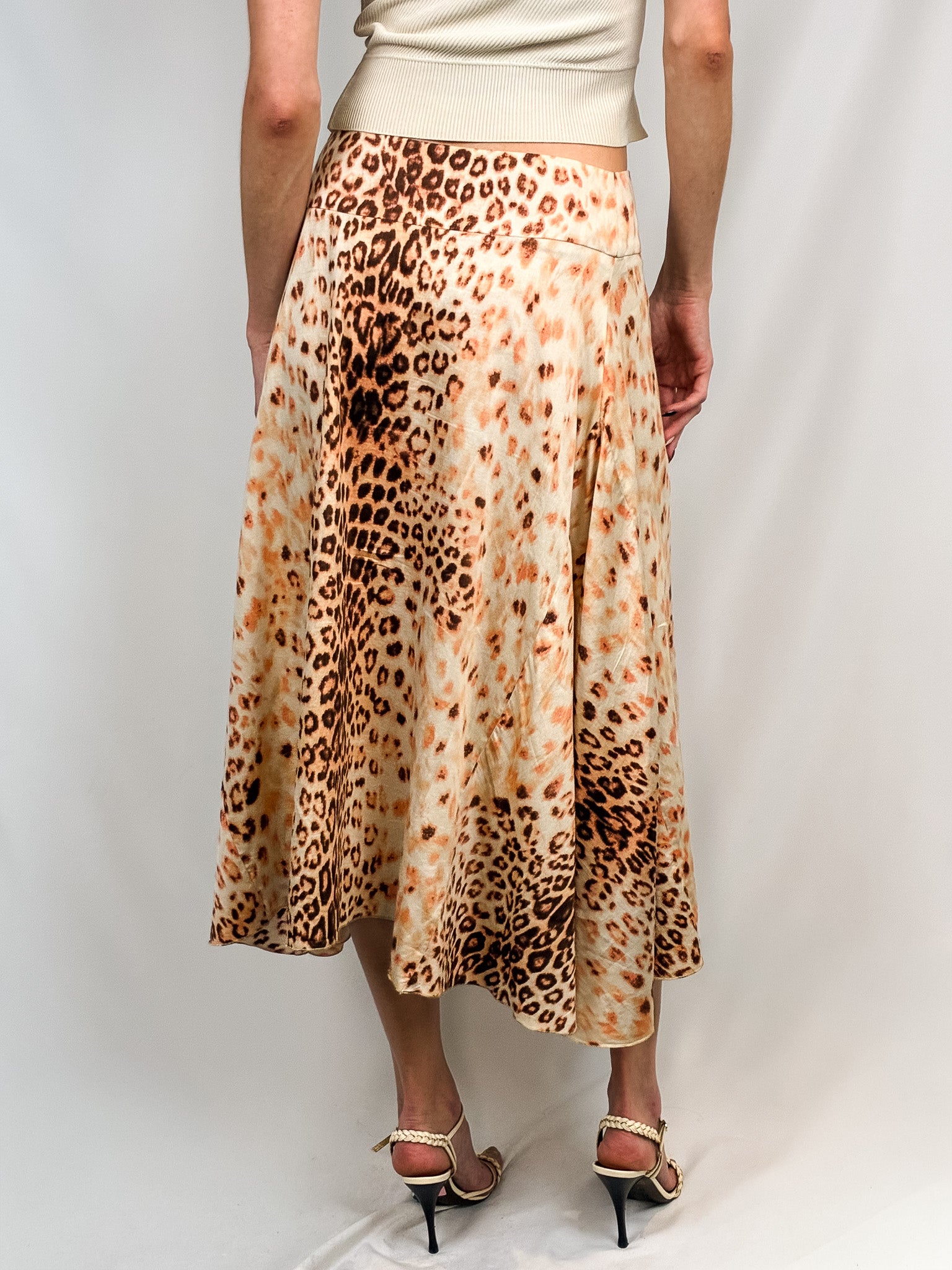 Roberto Cavalli Class 2000s Leopard Print Midi Skirt - S/M