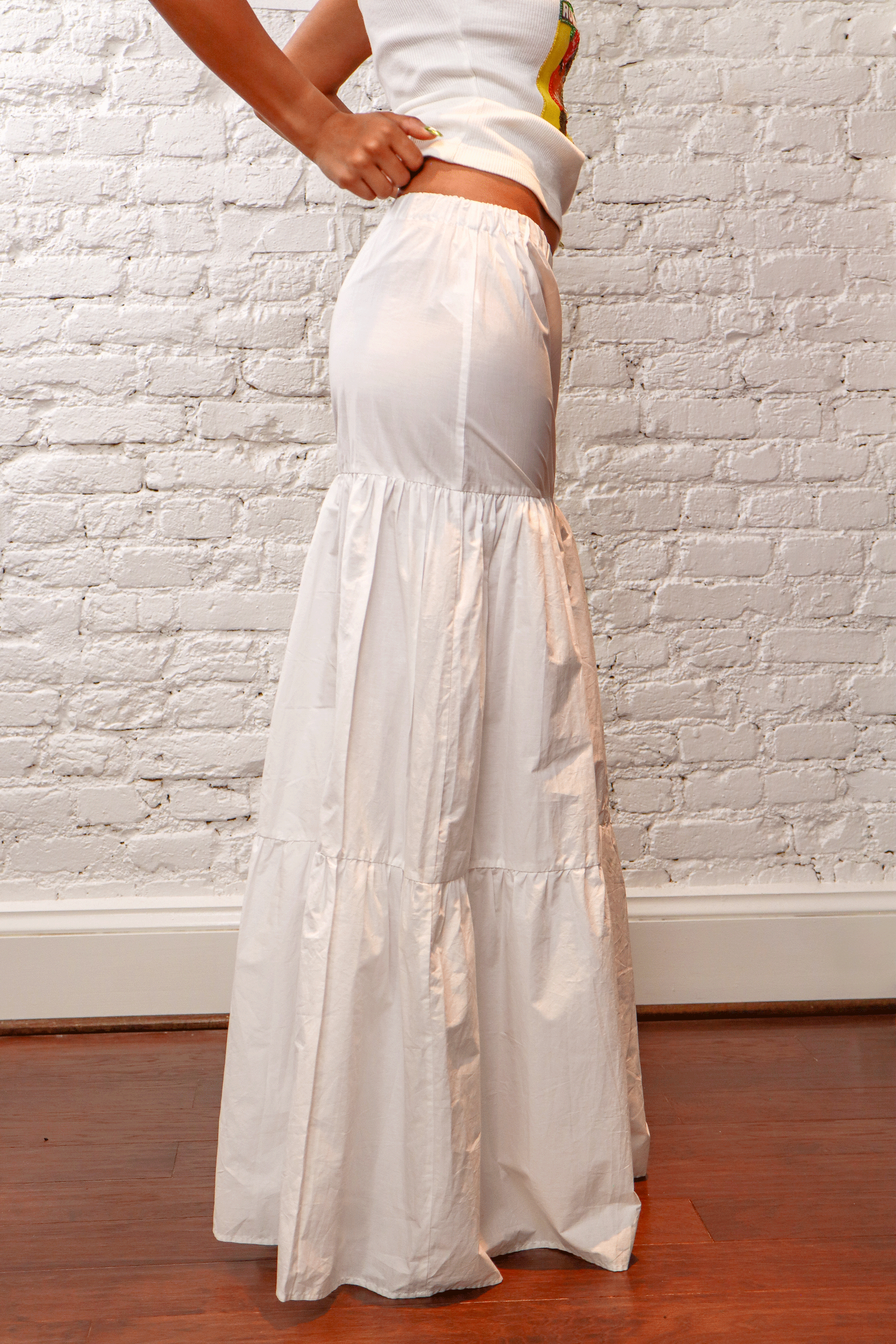 Pinko White Cotton Tiered Maxi Skirt (NWT)