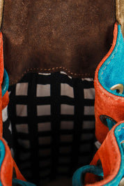 Kenzo 2000s Brown & Turquoise Studded Suede Bag