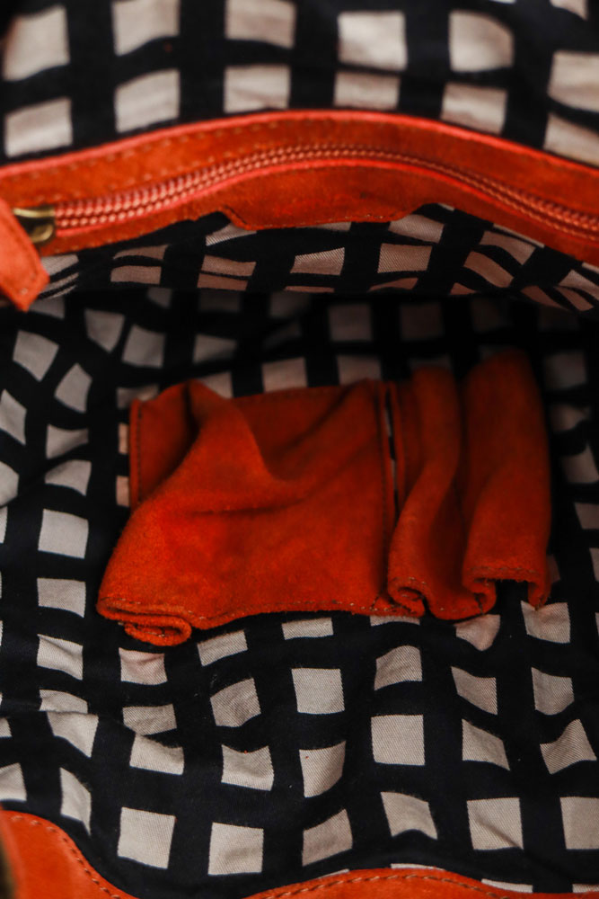 Kenzo 2000s Brown & Turquoise Studded Suede Bag