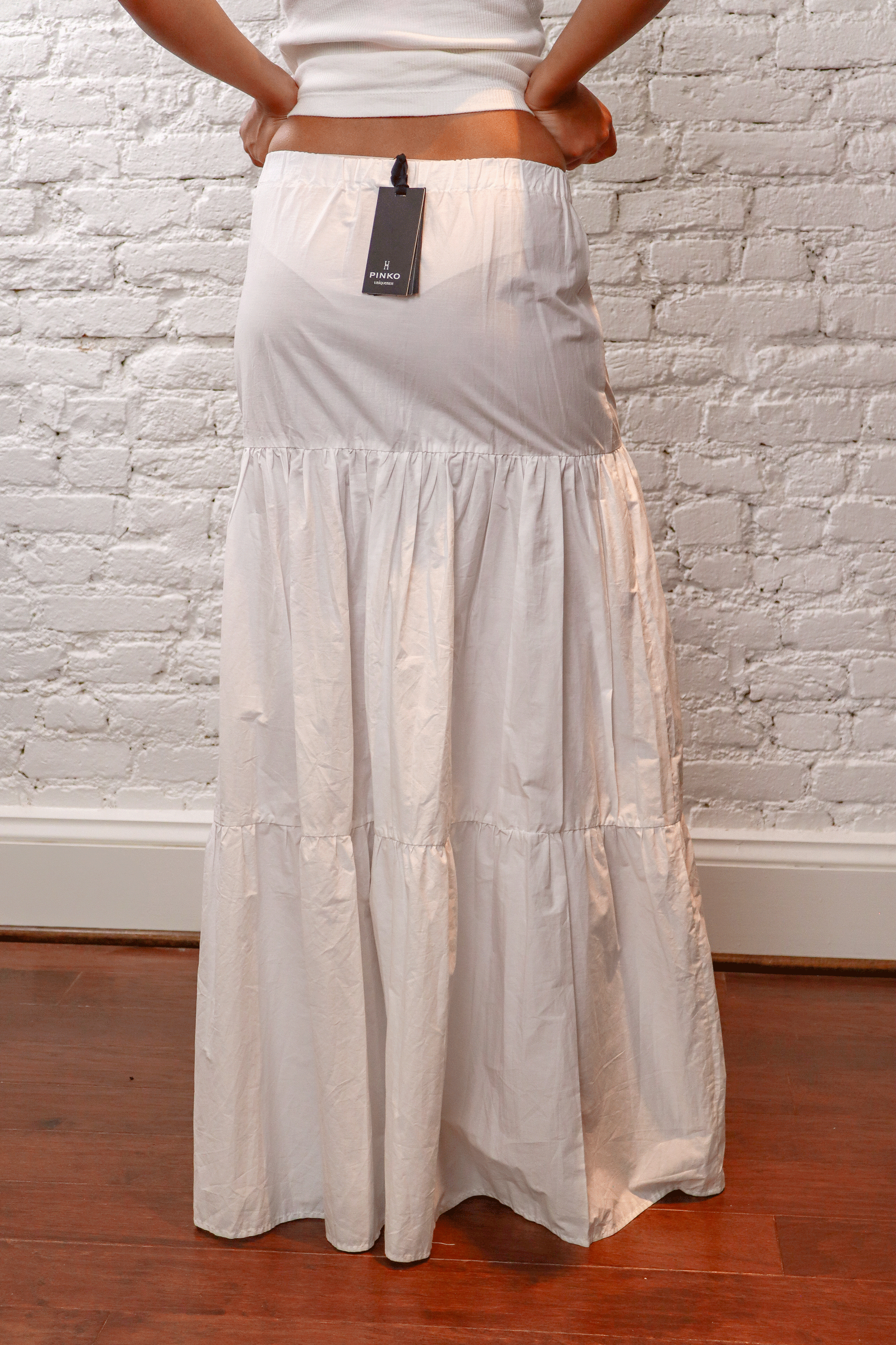 Pinko White Cotton Tiered Maxi Skirt (NWT)