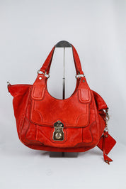 D&G 2000s Red Leather Shoulder Bag with Silver Lock
