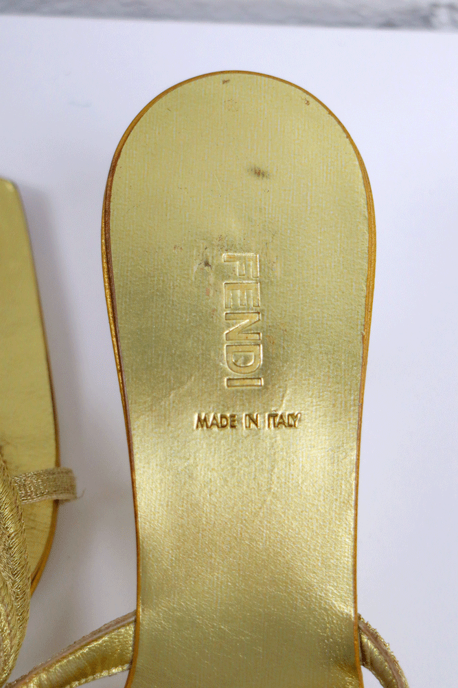 Fendi 2003 Gold Mirror Sandals