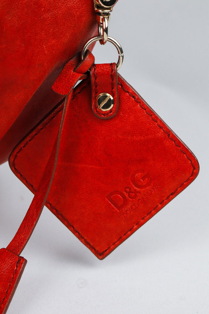 D&G 2000s Red Leather Shoulder Bag with Silver Lock