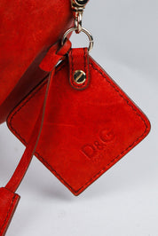D&G 2000s Red Leather Shoulder Bag with Silver Lock