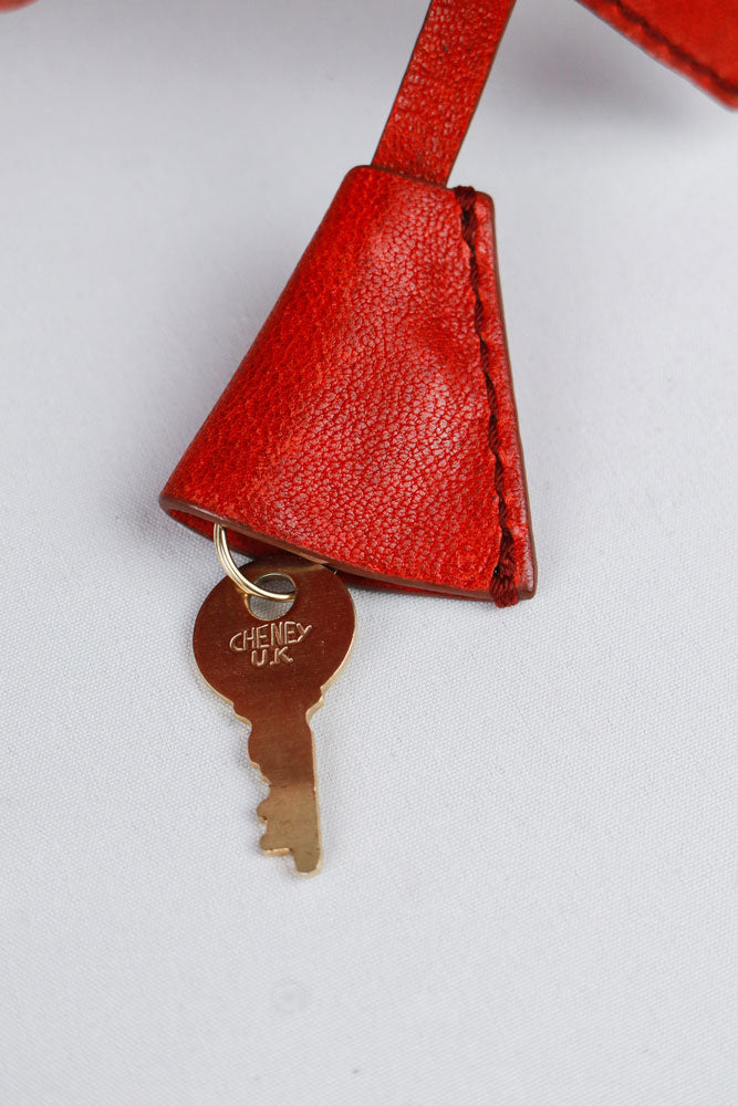 D&G 2000s Red Leather Shoulder Bag with Silver Lock