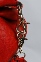 D&G 2000s Red Leather Shoulder Bag with Silver Lock