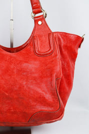 D&G 2000s Red Leather Shoulder Bag with Silver Lock