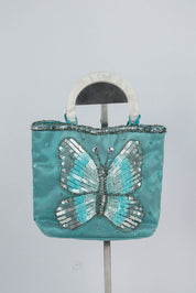 Monsoon Blue Handbag Butterfly Sequin Embellishment