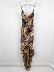 LIST Boutique 2000s Leopard Print Silk Maxi Dress - M/L