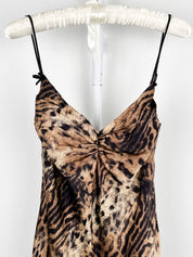 LIST Boutique 2000s Leopard Print Silk Maxi Dress - M/L