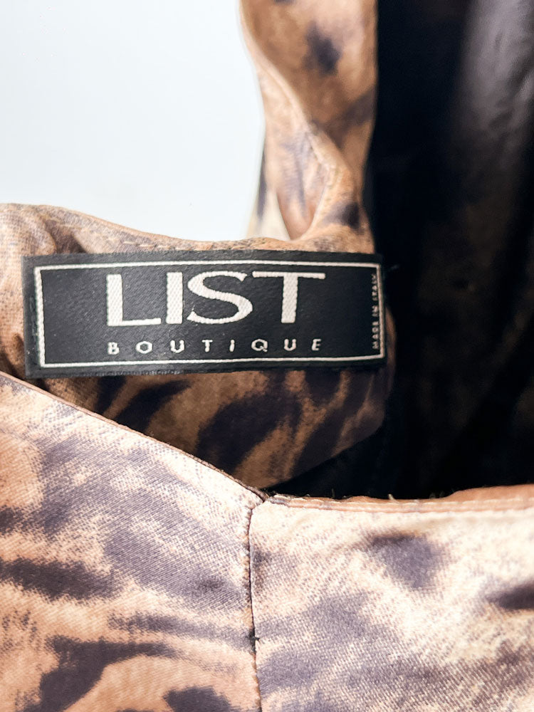 LIST Boutique 2000s Leopard Print Silk Maxi Dress - M/L