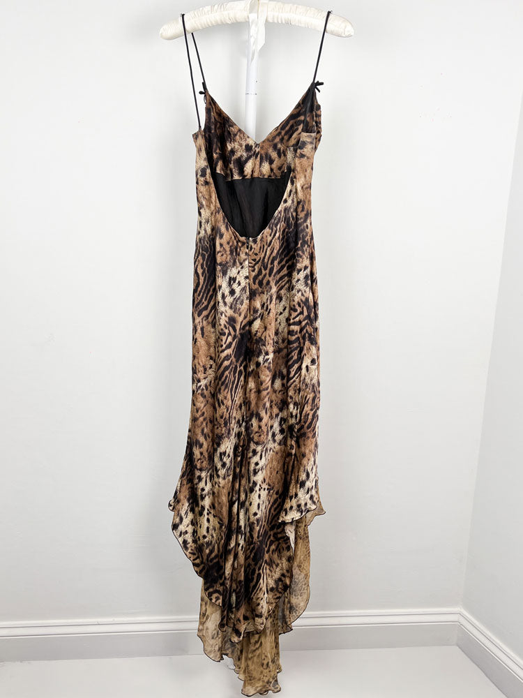 LIST Boutique 2000s Leopard Print Silk Maxi Dress - M/L