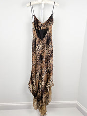 LIST Boutique 2000s Leopard Print Silk Maxi Dress - M/L