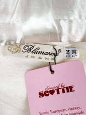 Blumarine 2000s Cream Beauty Competition Rhinestone Graphic Tank - L