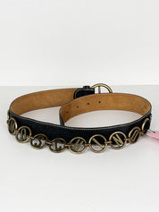 Moschino 2000s Black Leather Logo Letter Chain Belt - W28-W30