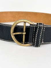 Moschino 2000s Black Leather Logo Letter Chain Belt - W28-W30