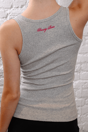 Denny Rose Grey Ribbed Tank Top w/ Silver Sequins